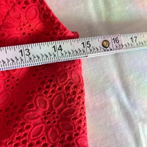 NEW Alice + Olivia Rosalee Eyelet Maxi Dress Tie Strap Red Cotton - Picture 10 of 15